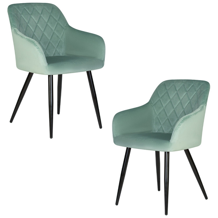 Стул-кресло Набор 2 шт Стул обеденный DOBRIN ROBERT, черные матовые ножки, велюр V108-118 Мятный
