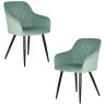 Стул-кресло Набор 2 шт Стул обеденный DOBRIN ROBERT, черные матовые ножки, велюр V108-118 Мятный