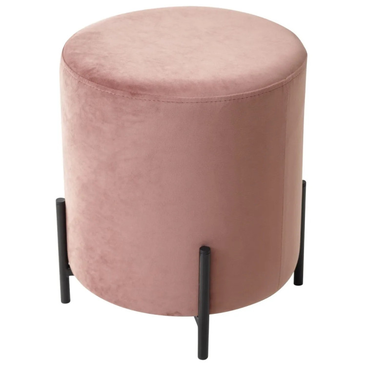 Пуфы и банкетки Пуф для гостиной ФЕЛИКС круглый розовый #15, велюр / черный каркас М-City