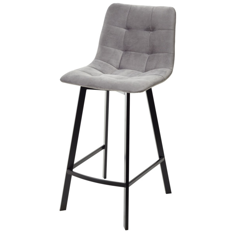 Финальные остатки Полубарный стул CHILLI-QB SQUARE светло-серый #26, велюр / черный каркас (H=66cm) М-City