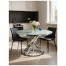 TWIST обеденный стол со стеклянной столешницей, цвет белый, опора хром