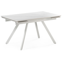 Стол Габбро 140 х 80 х 76 белый мрамор / белый керамический обеденный стол