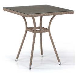 Плетеный стол T282BNT-W56-70x70 Light Brown Садовый обеденный стол