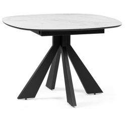 Эдли 110х76 белый мрамор / черный стеклянный обеденный стол