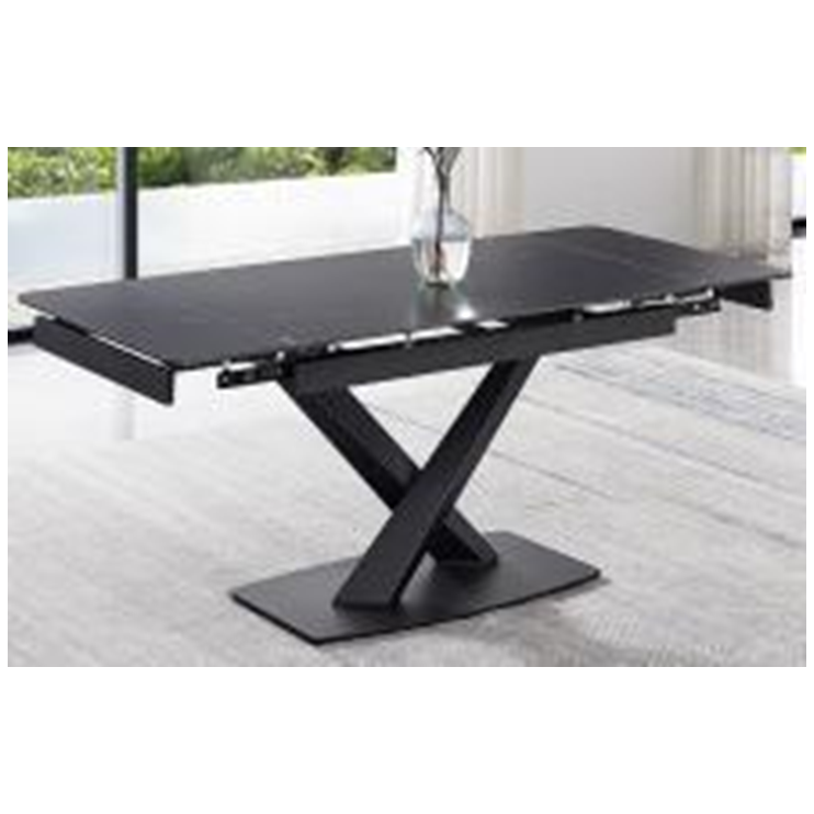 Керамические столы DT448 Стол обеден. расклад. Lauren black gold, 137-197*80, керамич. столеш., основан. металл черный