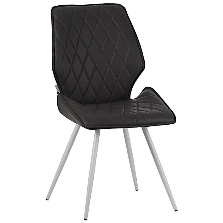 Стулья DC230 Стул мягкий, АНТРАЦИТ экокожа, каркас металл, белый КРУГЛЫЙ