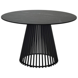 Стол TERNI 120 MATT BLACK MARBLE SOLID CERAMIC Черный мрамор матовый, керамика /Черн.каркас, ®DISAUR