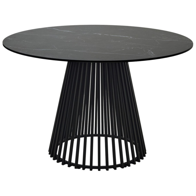 Керамические столы Стол TERNI 120 MATT BLACK MARBLE SOLID CERAMIC Черный мрамор матовый, керамика /Черн.каркас, ®DISAUR