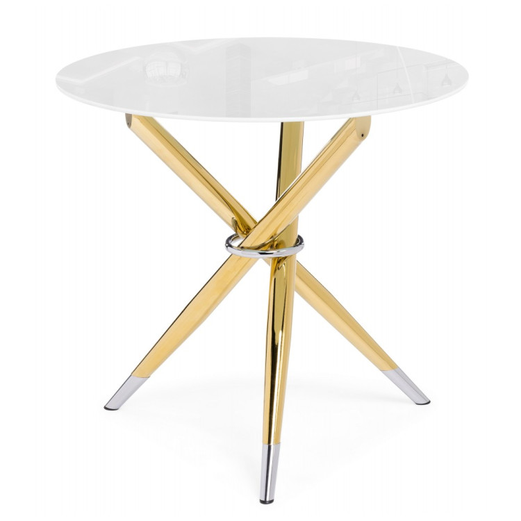 Стеклянные столы Rock 80х75 white / gold