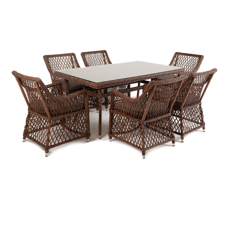 Обеденная группа ЛАТТЕ плетеная, цвет коричневый