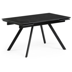 Стол Габбро 140 х 80 х 76 черный мрамор / черный керамический обеденный стол