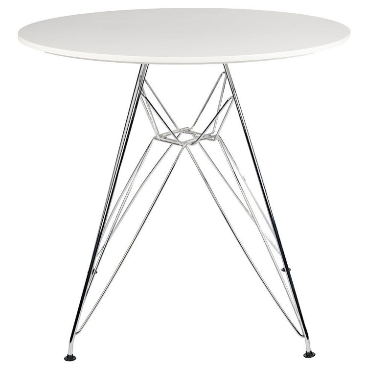 Ламинированные столы GH-T11 Стол обеденный БЕЛЫЙ D80, столешница МДФ, основание металл