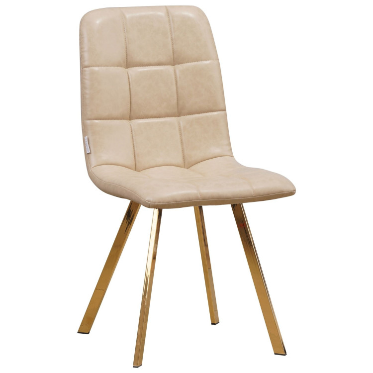 Стулья C919/DC809 Стул мягкий, БЕЖЕВЫЙ#19-14 экокожа, каркас металл золото КВАДРАТ