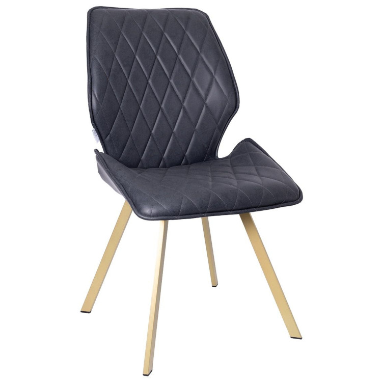 Стулья DC231 Стул мягкий поворотный 180, ЧЕРНЫЙ экокожа, каркас металл, шампань КВАДРАТ