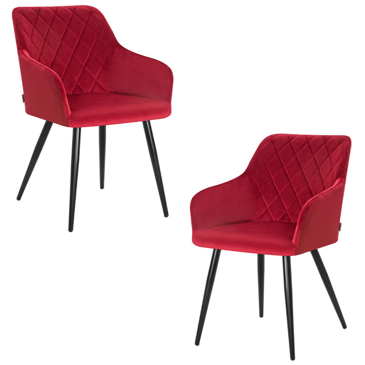 Стул-кресло Набор 2 шт Стул обеденный DOBRIN ROBERT, черные матовые ножки, велюр V108-37 Бордовый