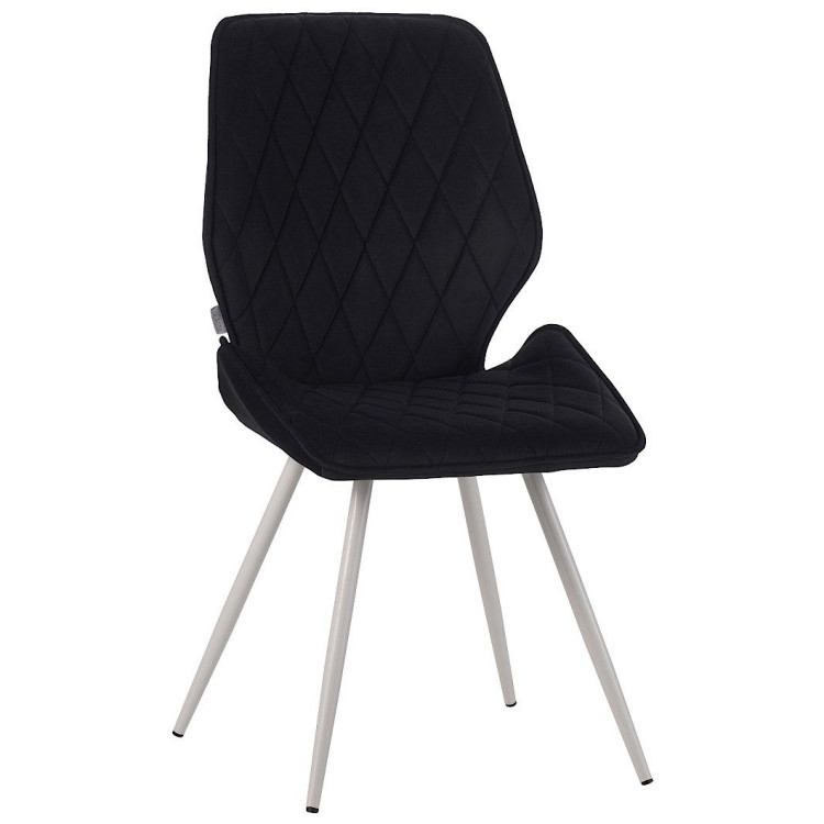 Стулья DC230 Стул мягкий, ГРАФИТ#M420-12 велюр, каркас металл, белый КРУГЛЫЙ