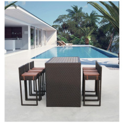 Барный комплект плетеной мебели T390AD/Y390A-W63_6Pcs Brown
