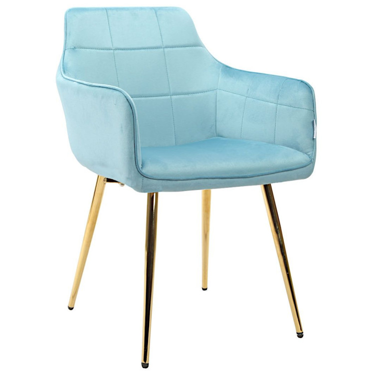 Стул-кресло DC833 Стул мягкий с подлокотниками, АКВАМАРИН#G62-46 велюр, каркас металл золото