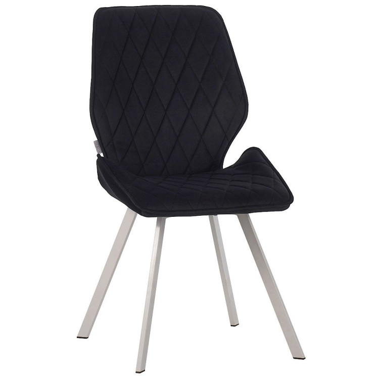 Стулья DC230 Стул мягкий, ГРАФИТ#M420-12 велюр, каркас металл, белый КВАДРАТ