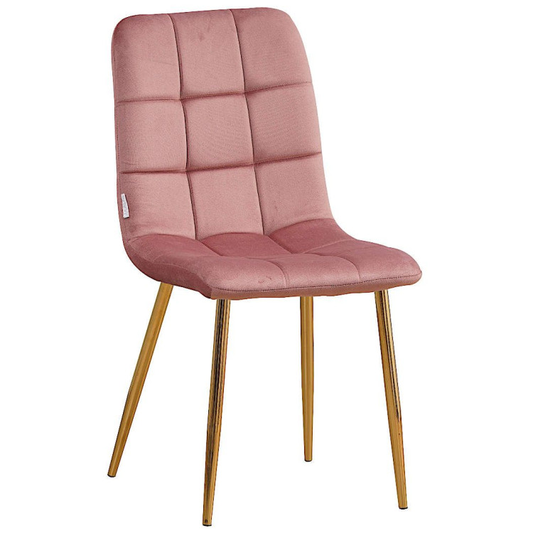 Стулья C919/DC809 Стул мягкий, ПЫЛЬНО-РОЗОВЫЙ#h44 велюр, каркас металл золото КРУГЛЫЙ