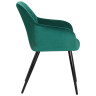 Стул-кресло Набор 2 шт Стул обеденный DOBRIN ROBERT, черные матовые ножки, велюр V108-64 Зелёный