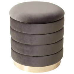 Пуф для гостиной ФРЕД графит #14, велюр / золотой каркас М-City