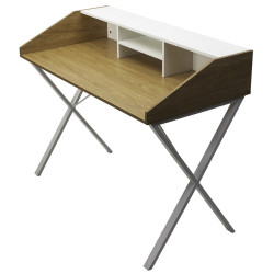 Компьютерный стол ORLA H475 Дуб натуральный / белый каркас M-city
