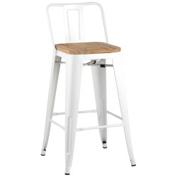 Tolix со спинкой белый, металл, дерево