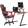 Игровые столы Компьютерный геймерский стол Basic 110х59х75см c полкой для монитора 40х20см, подстаканником, крючком для наушников, карбон чёрный красный