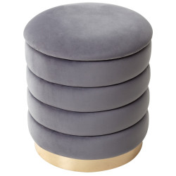 Пуф для гостиной ФРЕД серый #27, велюр / золотой каркас М-City