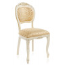 Стул из массива дерева ЛАУРО с обивкой тканью, каркас в цвете слоновая кость с золотой патиной