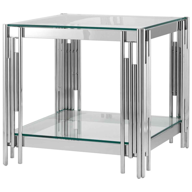 Журнальные столики 55*55 ГЭТСБИ серебро, профиль каркаса сталь, материал столешницы стекло