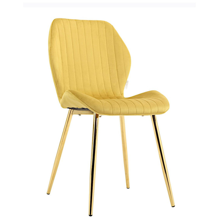 Стулья DC825 Стул мягкий, ГОРЧИЧНЫЙ#G62-21 велюр, каркас металл золото КРУГЛЫЙ