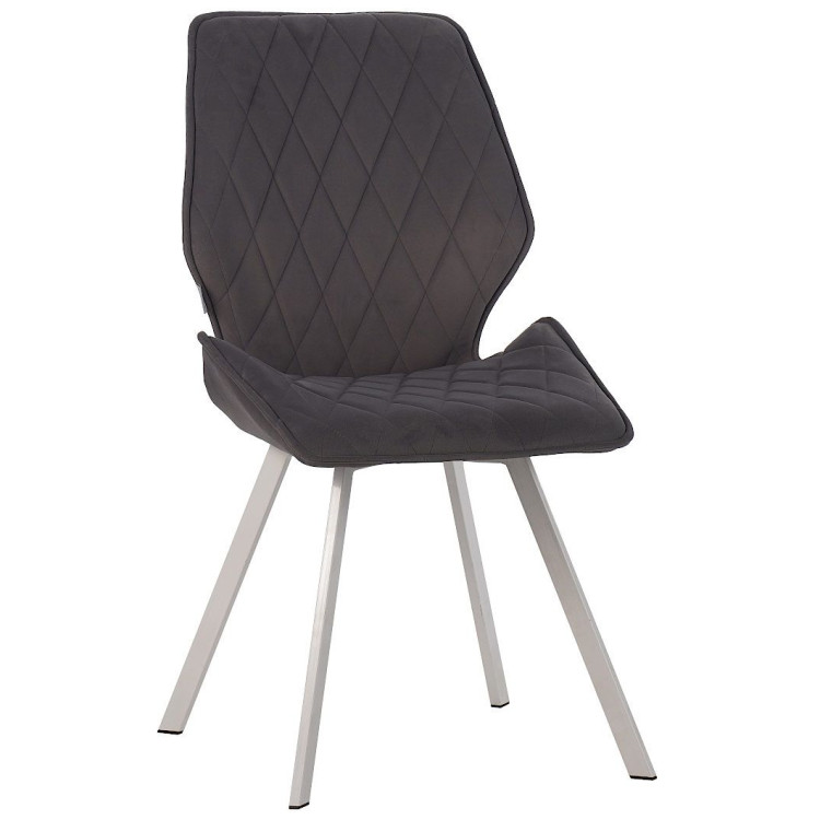Стулья DC230 Стул мягкий, СЕРЫЙ#M420-16 велюр, каркас металл, белый КВАДРАТ