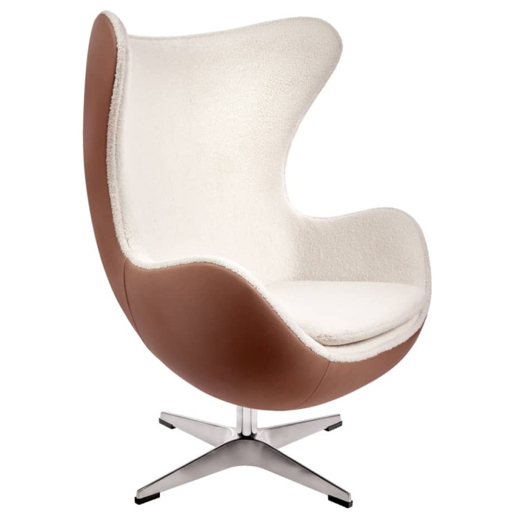 Дизайнерские кресла Кресло EGG STYLE CHAIR коричневый, белый, экокожа