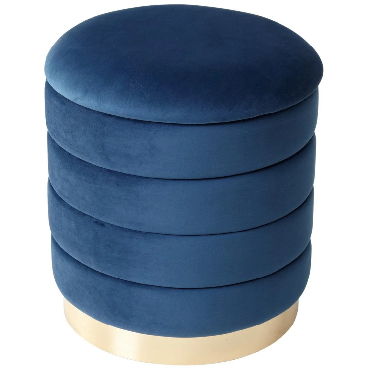 Пуфы и банкетки Пуф для гостиной ФРЕД синий #29, велюр / золотой каркас М-City