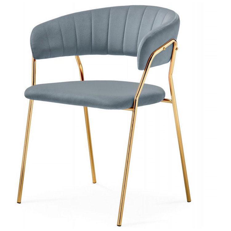 Стул-кресло KAMELIA 1, обивка ткань велюр серый, каркас металл золото