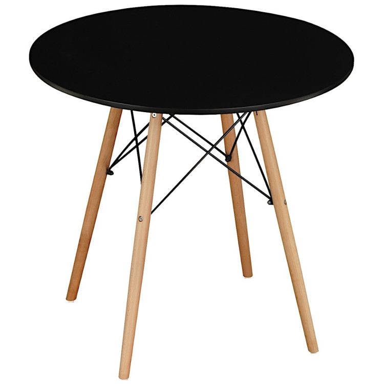 Ламинированные столы SQT-11 Стол обеденный ЧЕРНЫЙ D90, столешница МДФ, основание бук+металл