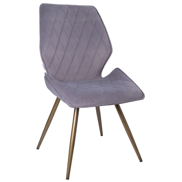 Стулья DC231 Стул мягкий поворотный 180, СЕРЫЙ#M420-16 велюр, каркас металл, бронза КРУГЛЫЙ