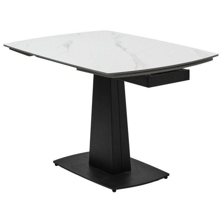 Керамические столы Стол BALDE 120 MATT WHITE MARBLE SOLID CERAMIC / BLACK, ®DISAUR