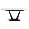 Стол обеденный ВЕЙЛ 160 с керамической столешницей, цвет белый мрамор (snow white) на металлическом каркасе черного цвета