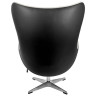 Дизайнерское лаунж-кресло EGG STYLE CHAIR белый искусственный мех, черная прессованная кожа