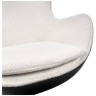 Дизайнерское лаунж-кресло EGG STYLE CHAIR белый искусственный мех, черная прессованная кожа