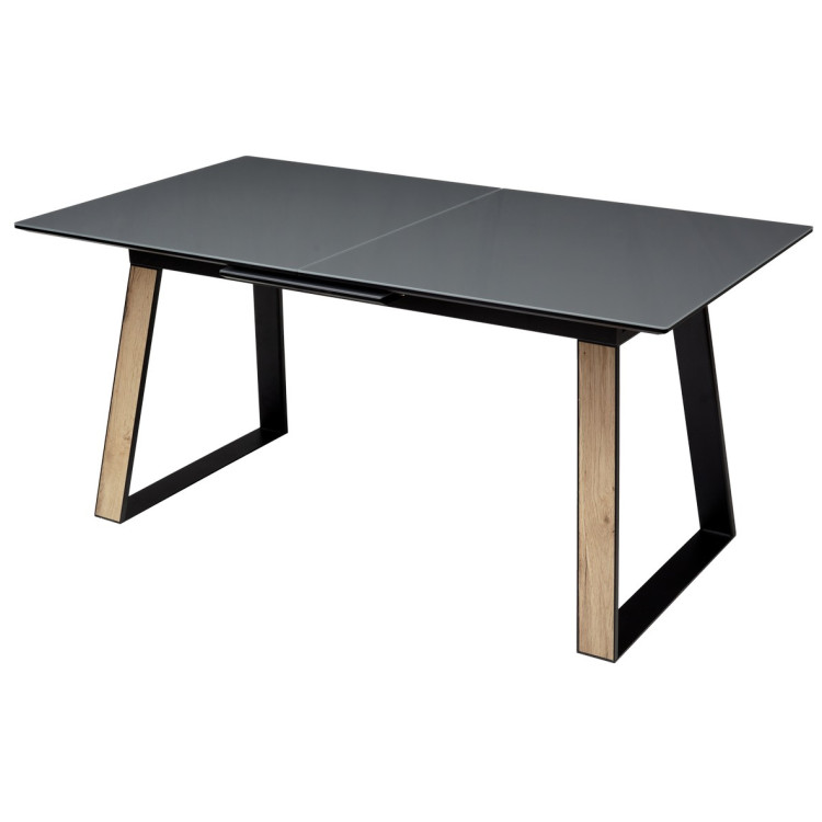 Кухонные столы Стол Франк 160 ГРАФИТ, стекло / ДУБ ГАЛИФАКС-ЧЕРНЫЙ, М-City