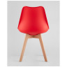 Комплекты из четырех стульев FRANKFURT NEW красный, сиденье из сочетания пластика и экокожи, ножки деревянные
