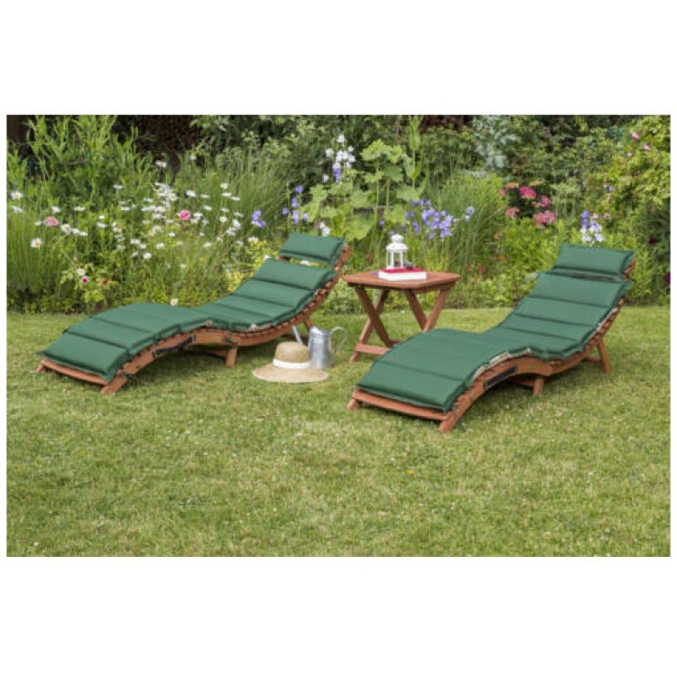 Комплект из 2-х шезлонгов и столиком AFM-803A / T133 Green, дерево, матрас полиэстр