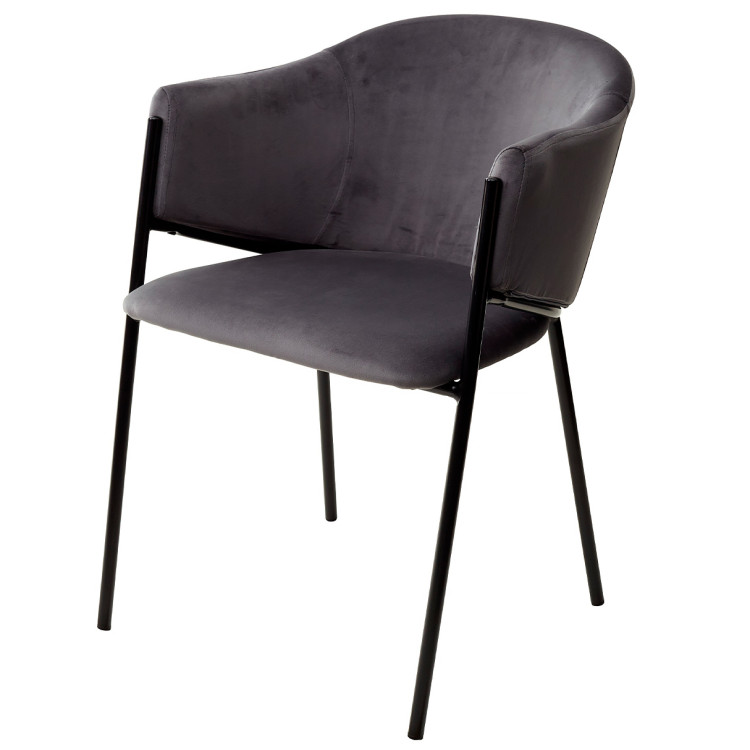 DILL.BLACK стул-кресло на черном матовом каркасе с велюровой обивкой