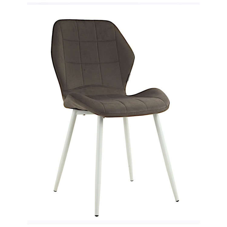 Стулья DC827 Стул мягкий, ШОКОЛАД#G62-09 велюр, каркас металл белый КРУГЛЫЙ