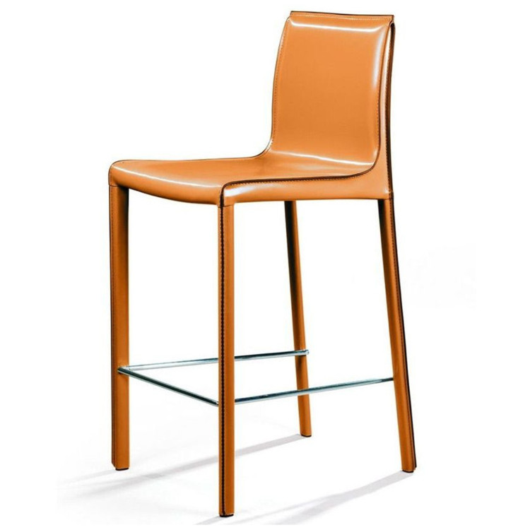 BARRIE полубарный стул с обивкой натуральной кожей, цвет camel