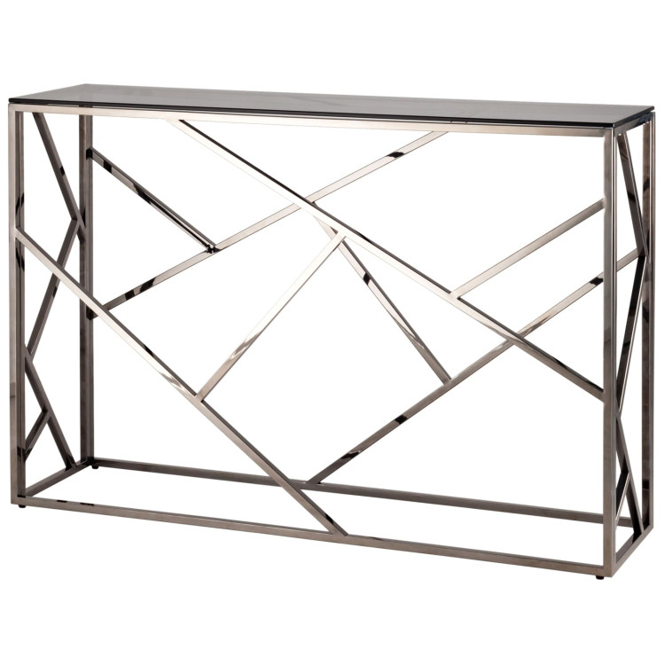 Дизайнерские консоли АРТ ДЕКО 115*30 темный хром стекло smoke нержавеющая сталь